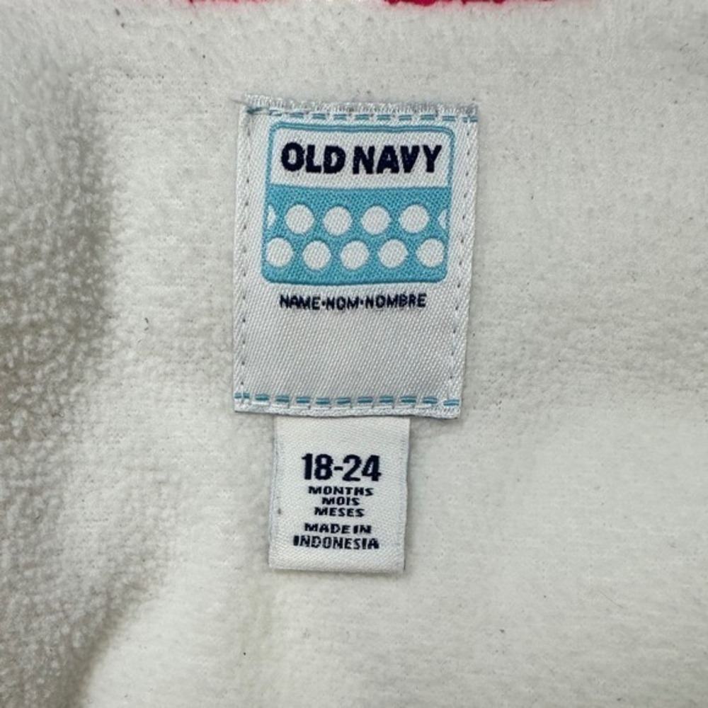 Old Navy Puffer Vest Pink Apple Print Excellent 18-24M Toddler Kids - Picture 9 of 10